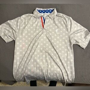 Gray Polo Shirt with Star Pattern
